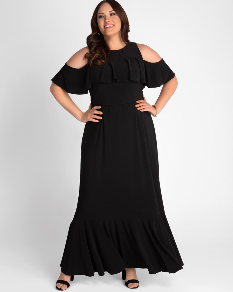 Black plus size cold shoulder dress sale